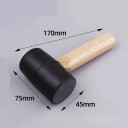 Mini gumové kladivo krátká rukojeť 17 cm ocelové jádro masivní dřevo černé pracovní nářadí pro montáž a jemné práce 2