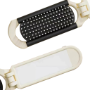 Mini hopfällbar resekam med spegel 11 x 9,5 x 4 cm Vit hopfällbar massagekam för hår med utdragbar spegel 3