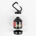 Mini hordozható tároló edény fehérjeporhoz 100 ml karabinerrel 7,5 × 5 cm utazási tároló por alapú kiegészítők és tabletták számára fekete 5