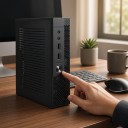 Mini-ITX HTPC Computer Case 196,5 x 198 x 45 mm med 12 V DC strømforsyning og plads til 2,5" disk i sort til mini PC til stuen 7