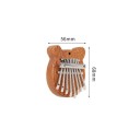 Mini kalimba 8 taster Træ piano Musik instrument Bamseformet bærbar kalimba med snor Afslappende melodier til børn og voksne 2