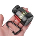 Mini kannettava säiliö proteiinijauheelle 100 ml karabiinilla 7,5 × 5 cm matkavarasto jauhemaisille lisäravinteille ja tabletteille musta 2