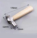 Mini kladivo s guľovou hlavou krátka rukoväť 17 cm oceľová hlava masívne drevo strieborné prírodné pre kutilov a presné práce 2