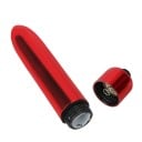 Mini klitorisvibrator med et skinnende metallisk look, kompakt størrelse 9,1 x 1,8 cm, forskellige farver, drevet af 1x AAA, diskret 9
