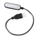 Mini lâmpada LED USB com pescoço flexível de ganso 6 LED Comprimento 31 cm Alimentação por USB 5 V Preta Para portátil powerbank e leitura à noite 3