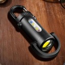 Mini LED lommelygte med USB-C opladning multifunktionel COB lygte med karabinhage sort nødbelysning vedhæng 4