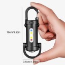 Mini LED lommelygte med USB-C opladning multifunktionel COB lygte med karabinhage sort nødbelysning vedhæng 6