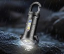 Mini LED lommelygte med USB-C opladning multifunktionel COB lygte med karabinhage sort nødbelysning vedhæng 8