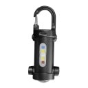 Mini LED svietidlo na kľúče USB-C nabíjateľná multifunkčná COB baterka s karabínou čierna vrecková núdzová lampa prívesok 1