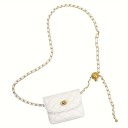 Mini ledvinka preta ou branca 10 x 9 cm com corrente Bolsa elegante para a cintura e ombro Carteira de moda Crossbody Corrente removível 3