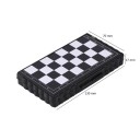 Mini magneettinen musta shakkilauta 13 x 14 x 1,7 cm kokoontaitettava muovinen shakkilauta kannettava matkalautapeli kompakti shakkisetti lapsille ja aikuisille 2