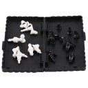 Mini magneettinen musta shakkilauta 13 x 14 x 1,7 cm kokoontaitettava muovinen shakkilauta kannettava matkalautapeli kompakti shakkisetti lapsille ja aikuisille 4