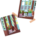 Mini maison de poupée en bois 8,4 x 6,8 x 13 cm Modèle DIY avec lumière et meubles Kit de construction assemblé à la main Décoration sans colle 5