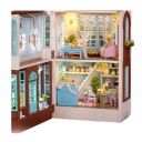 Mini maison de poupée en bois 8,4 x 6,8 x 13 cm Modèle DIY avec lumière et meubles Kit de construction assemblé à la main Décoration sans colle 7