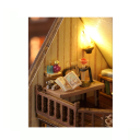 Mini maison de poupée en bois 8,7 x 7 x 12,4 cm Modèle DIY avec lumière LED et meubles Kit de construction créatif sans colle ni piles Assemblage 4