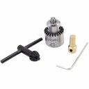 Mini mandrin JT0 avec un serrage de 0,3 à 4 mm et 3 mors pour un arbre de 3,17 mm argenté ensemble de 4 pièces avec un cône et une clé pour perceuses 1