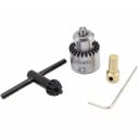 Mini mandrină JT0 cu prindere de 0,3 până la 4 mm și 3 fălci pentru ax de 3,17 mm argintie set de 4 piese cu con și cheie pentru bormașini electrice 1
