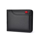 Mini Men's Quilted Wallet Compact Format Synthetic Leather Red Patch Lightweight Wallet for Cards and Banknotes 1