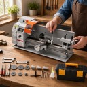 Mini Metal Lathe 180 x 400 mm 800 W Brushless Motor Variable Speed Digital Display Cast Iron HT200 Grey For Workshop 4