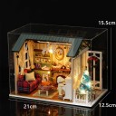 Mini nukkekoti joulukoristeilla 21 x 12,5 x 15,5 cm LED miniatyyrirakennussarja huonekaluilla ja suojuksella Realistinen valaistu joulumalli 3