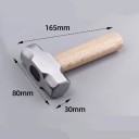 Mini osmihranné kladivo krátka rukoväť 16,5 cm oceľová hlava masívne drevo strieborné prírodné pre domácich majstrov a dielenské práce 2