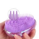 Mini peigne rond de démêlage 9 x 6,5 cm Brosse de massage de voyage pour les cheveux des filles Dents en plastique souple contre la casse 3