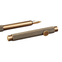 Mini penna stilografica vintage portatile con punta 0,5 mm in ottone metallico dorato per scrivere in ufficio e a scuola 3