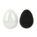 Mini pente redondo de desembaraçar 9 x 6,5 cm Escova de massagem de viagem para cabelo para raparigas Dentes de plástico macios contra a quebra 5