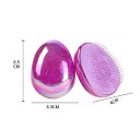 Mini pente redondo de desembaraçar 9 x 6,5 cm Escova de massagem de viagem para cabelo para raparigas Dentes de plástico macios contra a quebra e a rotura do cabelo 2