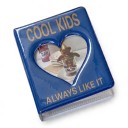 Mini Photo Album 128 Pages 14.8 x 11 cm Blue with Gold Writing Heart-Shaped Transparent Window For Photos and Photo Cards As a Gift 3