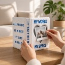 Mini Photo Album 64 Pages 14.8 x 11 cm White with Blue Writing Heart-Shaped Transparent Window For Photos and Photo Cards As a Gift 6