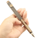 Mini plniace pero vintage vreckové prenosné hrot 0,5 mm mosadzné kovové zlaté krátke atramentové pero na písanie kancelária škola 4
