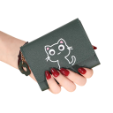 Mini portafoglio con gattino animato e zampa portafortuna 11,5x9 cm più di 7 scomparti finestra per foto tasca per banconote design 9