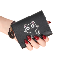 Mini portefeuille avec un chat animé et une patte porte-bonheur 11,5x9 cm plus de 7 compartiments fenêtre pour photo poche pour billets design mignon et pratique 5