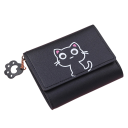 Mini portefeuille avec un chat animé et une patte porte-bonheur 11,5x9 cm plus de 7 compartiments fenêtre pour photo poche pour billets 1