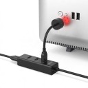 Mini projetor LED USB de estrelas para carro Braço flexível Cabeça rotativa 360° Efeitos vermelhos, verdes e azuis Preto Para o teto 4