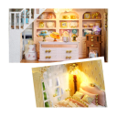 Mini-Puppenhaus aus Holz 8,3 x 5,9 x 13,5 cm DIY-Modell mit Licht und Möbeln Handmontiertes Dekorationsset ohne Kleber und Batterien 3