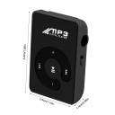 Mini reproductor MP3 negro con clip para ropa y carga USB, ranura para microSD de hasta 16 GB, reproductor de música Walkman portátil de 4,2 x 2,9 x 1,4 cm 2