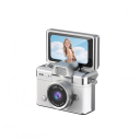 Mini retro fotoaparát na klíčenku s výklopným displejem otočným o 180° s fotkami i videem v 720P vestavěným bleskem a baterií 180 mAh 2