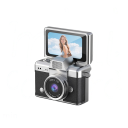 Mini retro fotoaparát na klíčenku s výklopným displejem otočným o 180° s fotkami i videem v 720P vestavěným bleskem a baterií 180 mAh 6