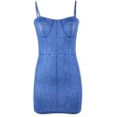 Mini rochie din denim pentru femei 5