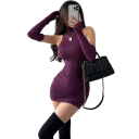 Mini ruha magas gallérral és szabad vállrészekkel Külön hosszú ujjú Szexi bodycon szabás Elegáns estélyi ruha Elasztikus anyag 5