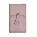 Mini sac à bandoulière pour téléphone mobile avec pompon Éléments métalliques Poche avant Cuir PU artificiel Largeur 11 cm Hauteur 18 cm 3