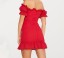 Mini šaty s odhalenými ramenami červené 4
