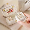 Mini Schmuckkästchen mit Fächern für Ringe und Ohrringe 9,5 × 5 × 5 cm aus Kunstleder weiß kleiner Organizer für Schmuck in der Schublade oder auf dem Tisch 7