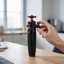 Mini stativ pentru cameră și telefon 15 până la 27 cm Stativ de masă din aluminiu cu cap cu bilă și mânere Capacitate de încărcare 1 kg Negru-roșu 4