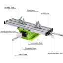 Mini stolní křížový posuvný pracovní stůl 310x90mm Nastavitelný pracovní stůl pro vrtačku frézku dílenské práce dřevo kov 6