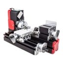 Mini strung pentru lemn și metal 12 V 24 W 20000 rot./min 28 x 10 x 16 cm Menghină și suport Negru cu elemente roșii Pentru modelari și meșteșugari 1