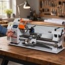 Mini sústruh na kov 180 x 400 mm 800 W Bezkartáčový motor Plynulá regulácia otáčok Digitálny displej Liatina HT200 Šedý Do dielne 6