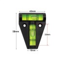 Mini T vodováha trojuholníková s dvojitou bublinou 43 × 58 × 18 mm plastová čiernozelená merací nástroj pre presné vyrovnanie 2